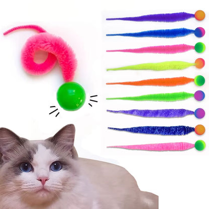 Interactive Cat Toy - Colorful Bouncing Ball and Elastic Caterpillar Puzzle for Indoor Play