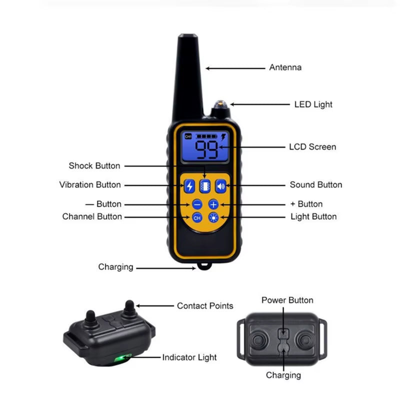 Professional Waterproof Electric Dog Training Collar with Remote Control - Rechargeable Anti-Bark Device for All Dog Sizes