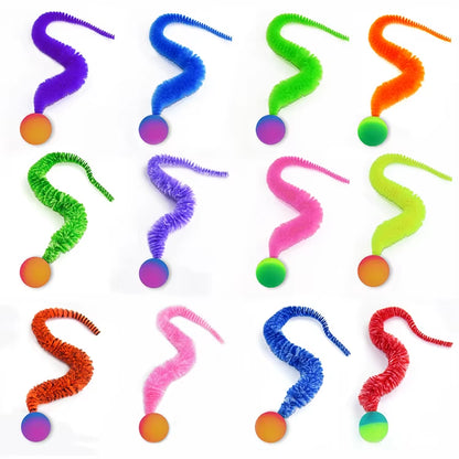 Interactive Cat Toy - Colorful Bouncing Ball and Elastic Caterpillar Puzzle for Indoor Play