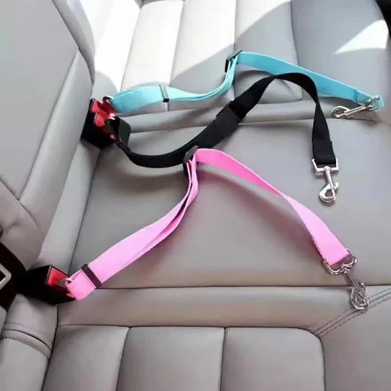 Dog Car Seat Belt Safety Harness and Leash for Travel - Pet Accessories