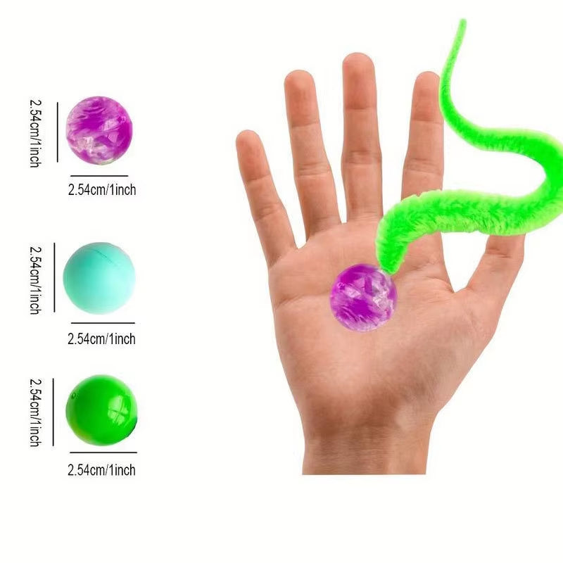 Interactive Cat Toy - Colorful Bouncing Ball and Elastic Caterpillar Puzzle for Indoor Play