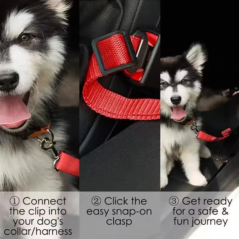Dog Car Seat Belt Safety Harness and Leash for Travel - Pet Accessories